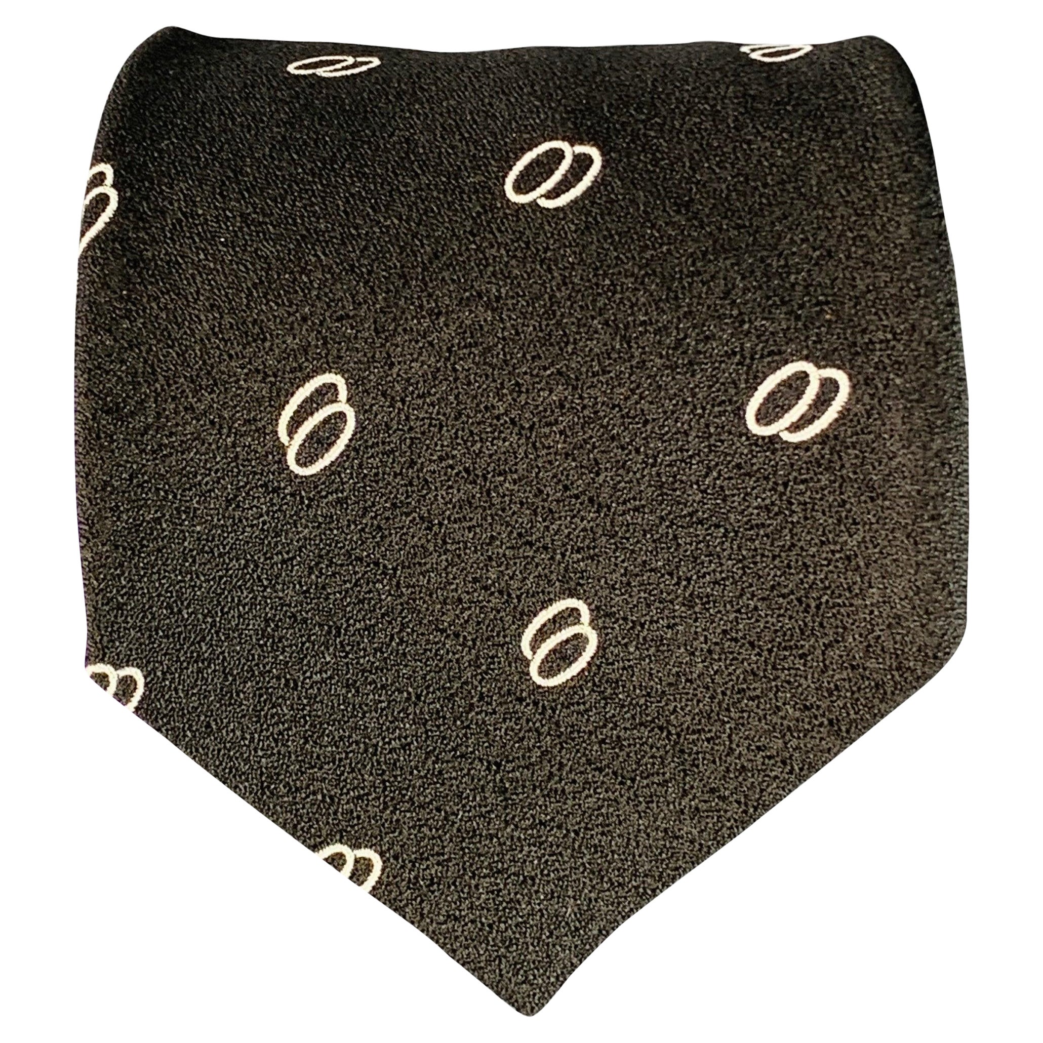 RALPH LAUREN Black White Circles Silk Tie For Sale