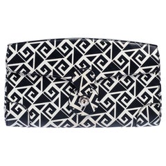Ralph Lauren Black/White Greek Keys Print Leather Ricky Clutch