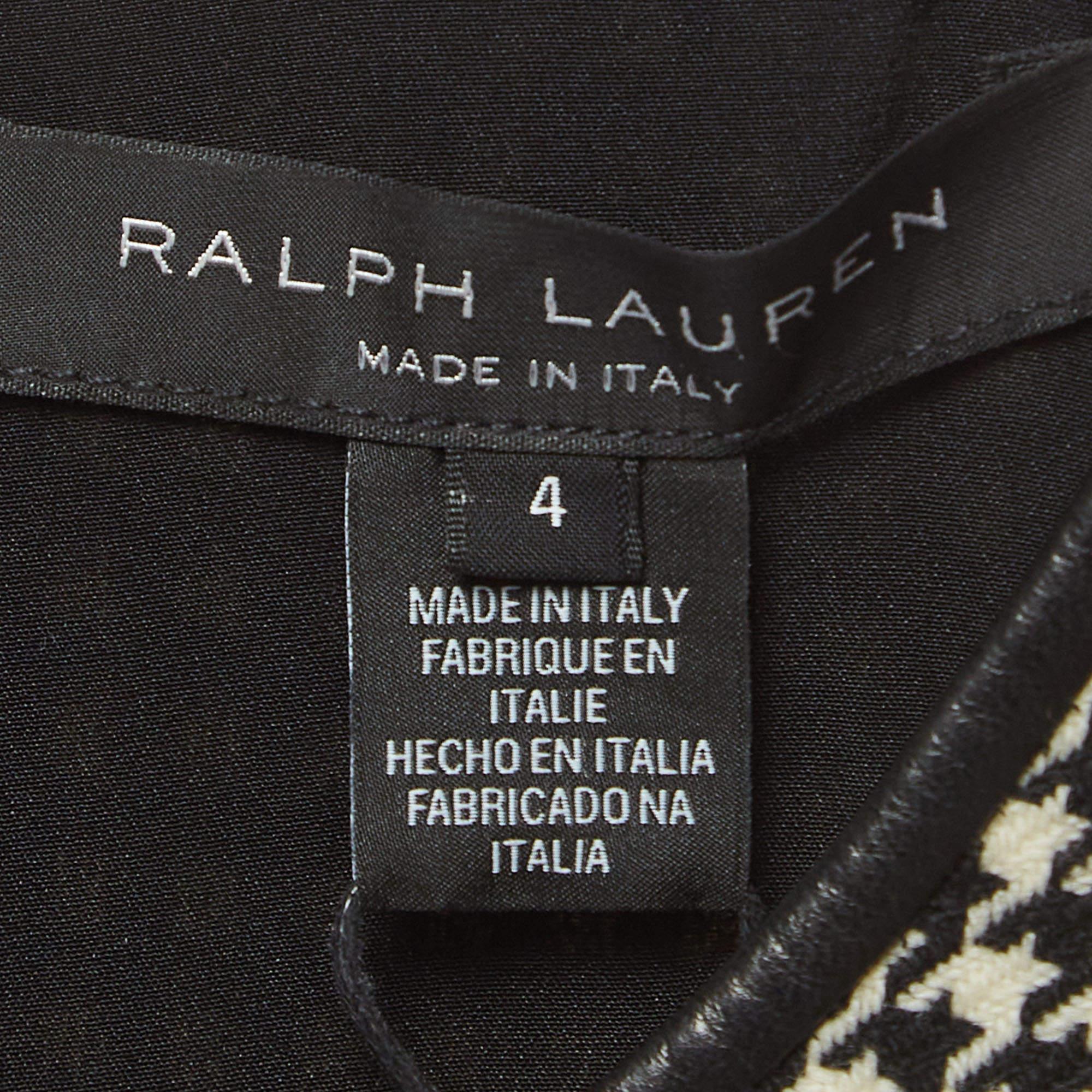 Women's Ralph Lauren Black/White Houndstooth Patterned Wool Short Dress S For Sale