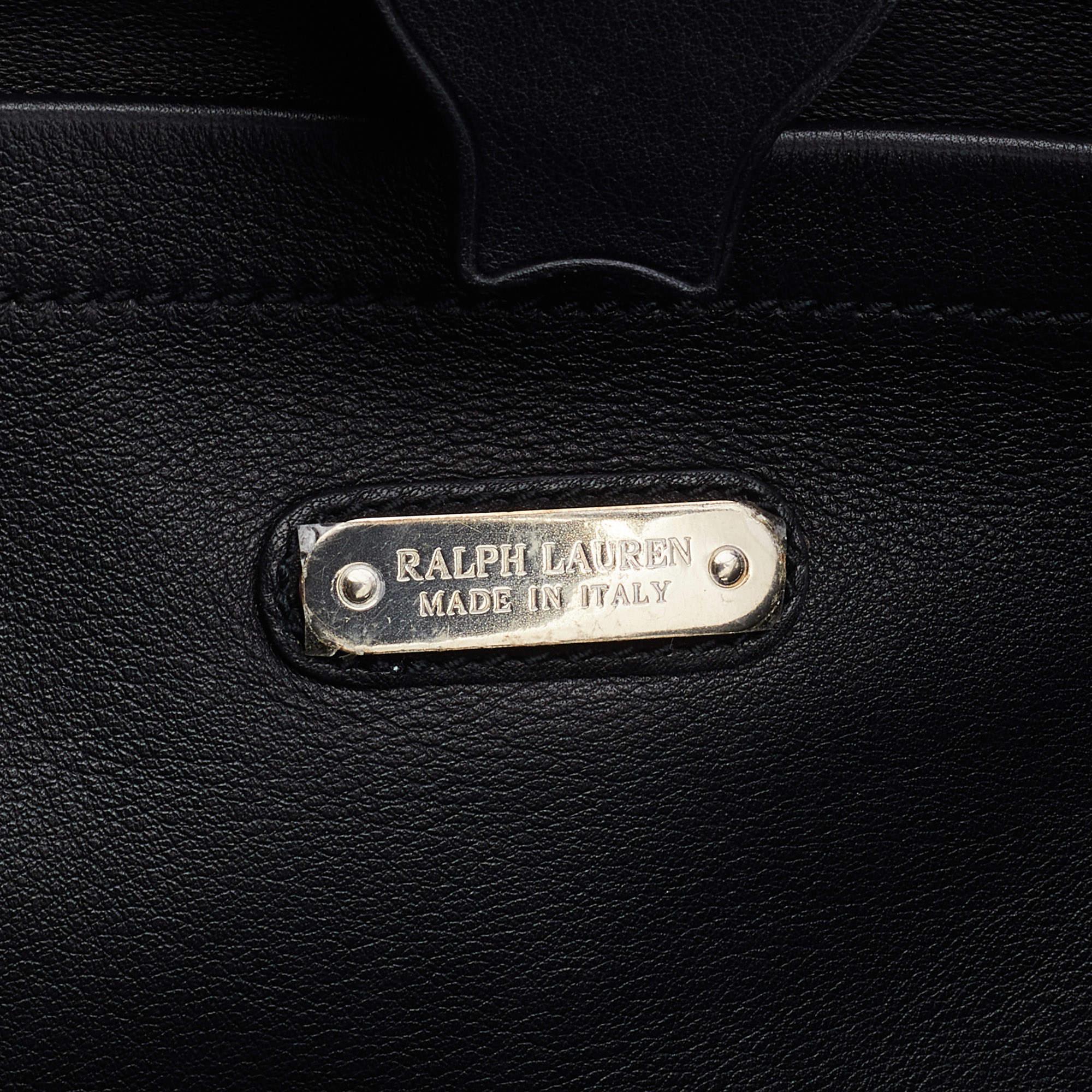 Ralph Lauren Black/White Leather Soft Ricky Tote 6