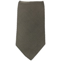 RALPH LAUREN Cravate épaisse en soie imprimée noire et blanche