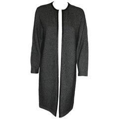 Ralph Lauren  Black & White Tweed Leather Trimmed Cashmere Coat 