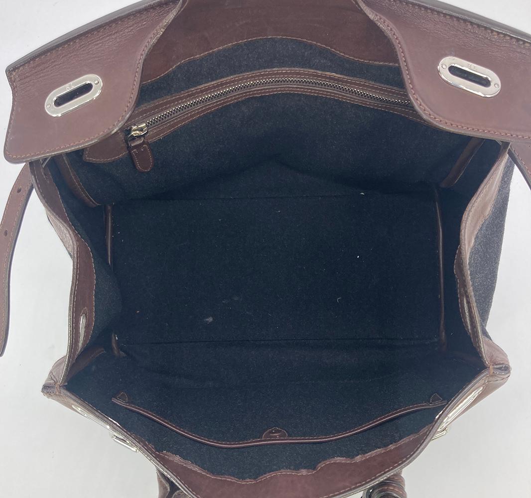 Ralph Lauren Black Wool Brown Leather Rickey Bag For Sale 10