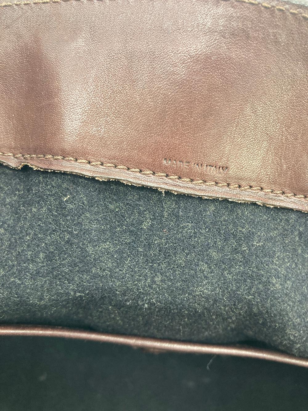 Ralph Lauren Black Wool Brown Leather Rickey Bag For Sale 12