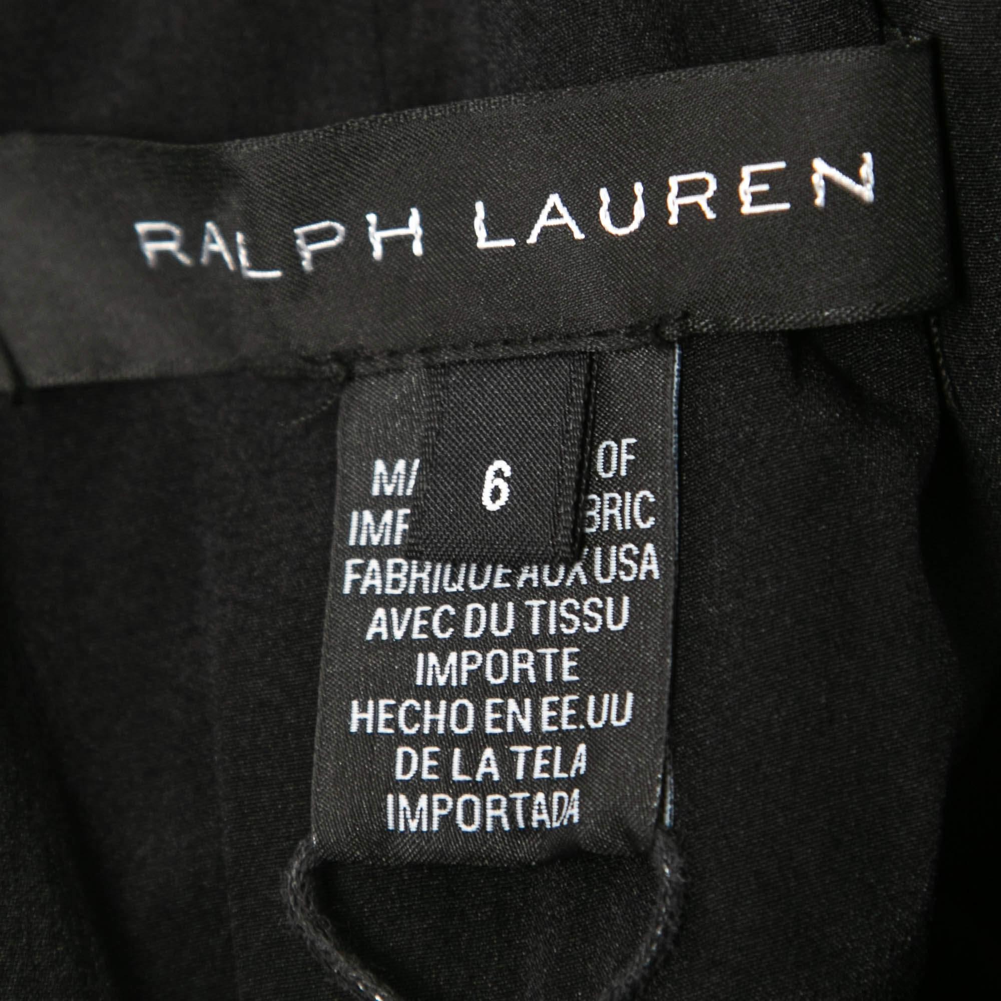 Ralph Lauren Black Wool Leather Trim Sleeveless Skater Dress  In Excellent Condition For Sale In Dubai, Al Qouz 2