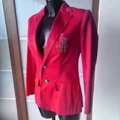 Ralph Lauren Women's Red Blazer with Embroidered Coat of Arms "1967" , very good condition