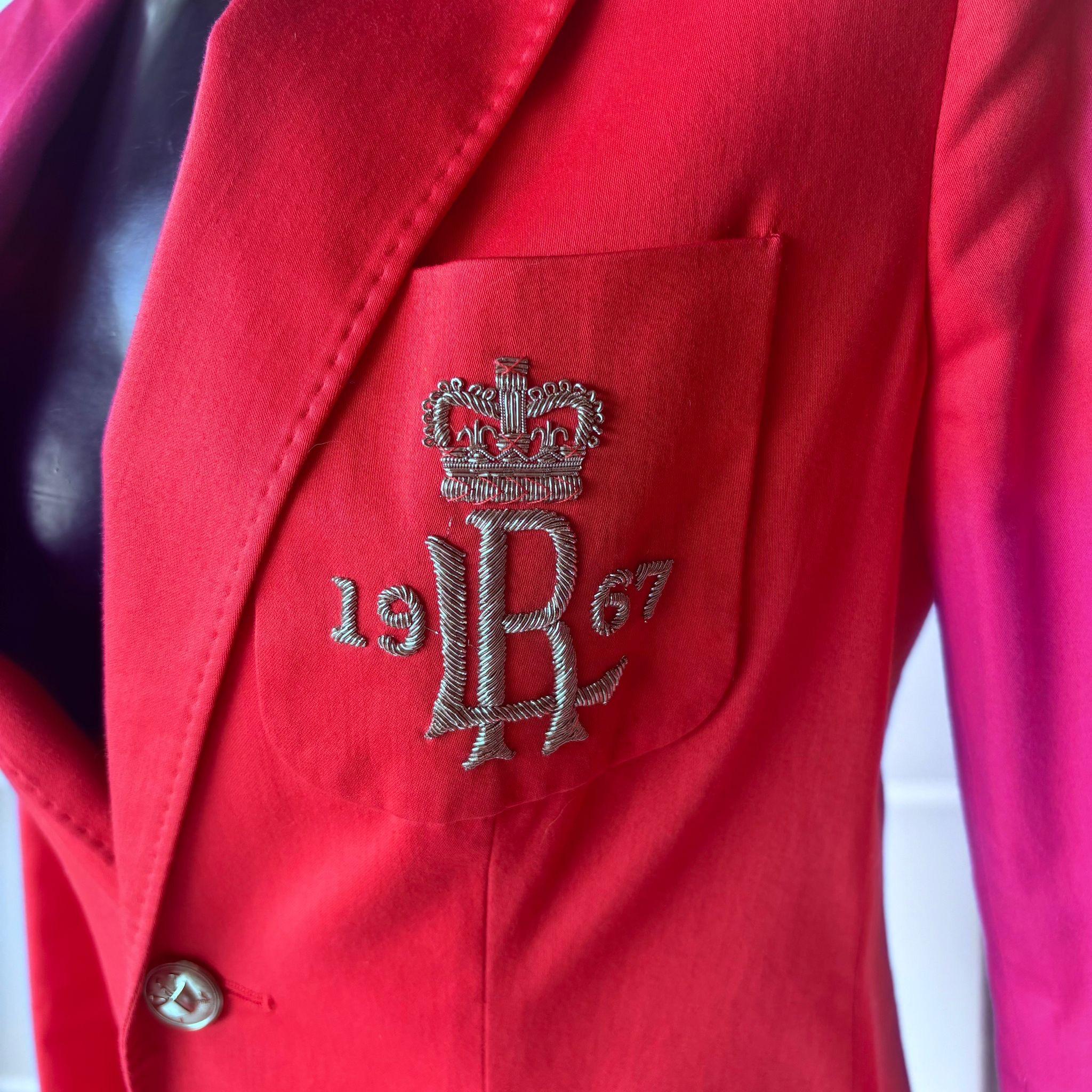 Red Ralph Lauren Blazer Rosso Donna con Stemma Ricamato “1967” , ottime condizioni in vendita