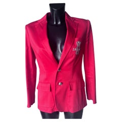 Ralph Lauren Women's Red Blazer with Embroidered Coat of Arms "1967" , very good condition