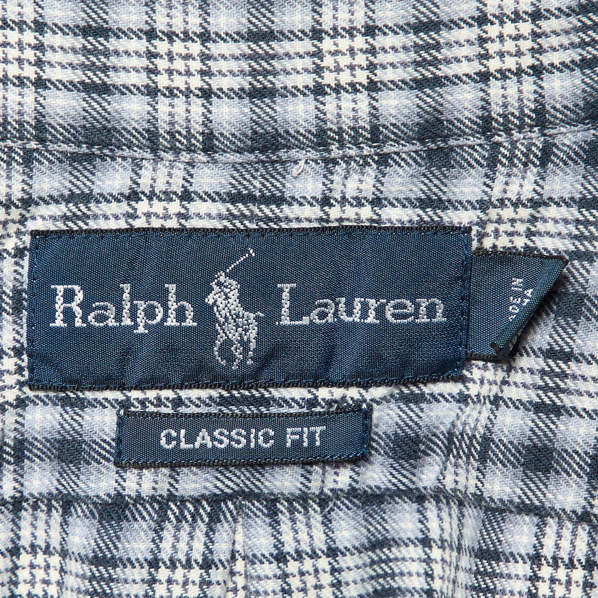 Uomo Ralph Lauren - Camicia a quadri in cotone blu dal taglio classico - S in vendita