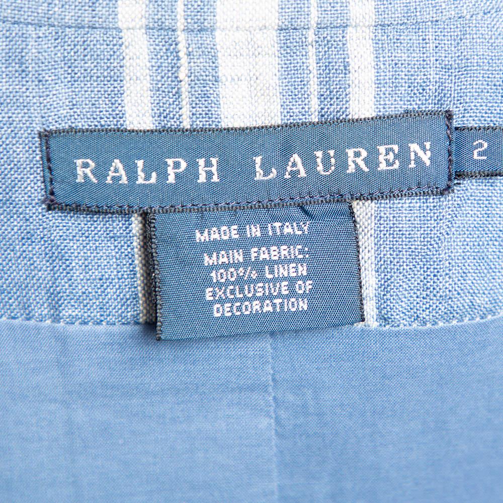 Ralph Lauren Blue Checkered Line Patchwork Detail Blazer S For Sale 1