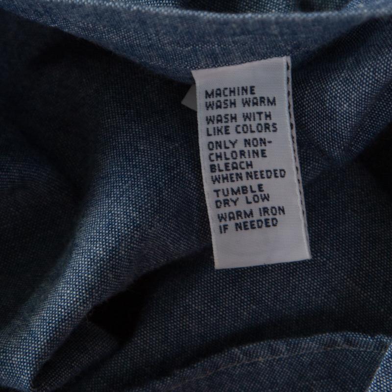 Men's Ralph Lauren Blue Cotton Linen Blend Button Down Classic Fit Shirt XL