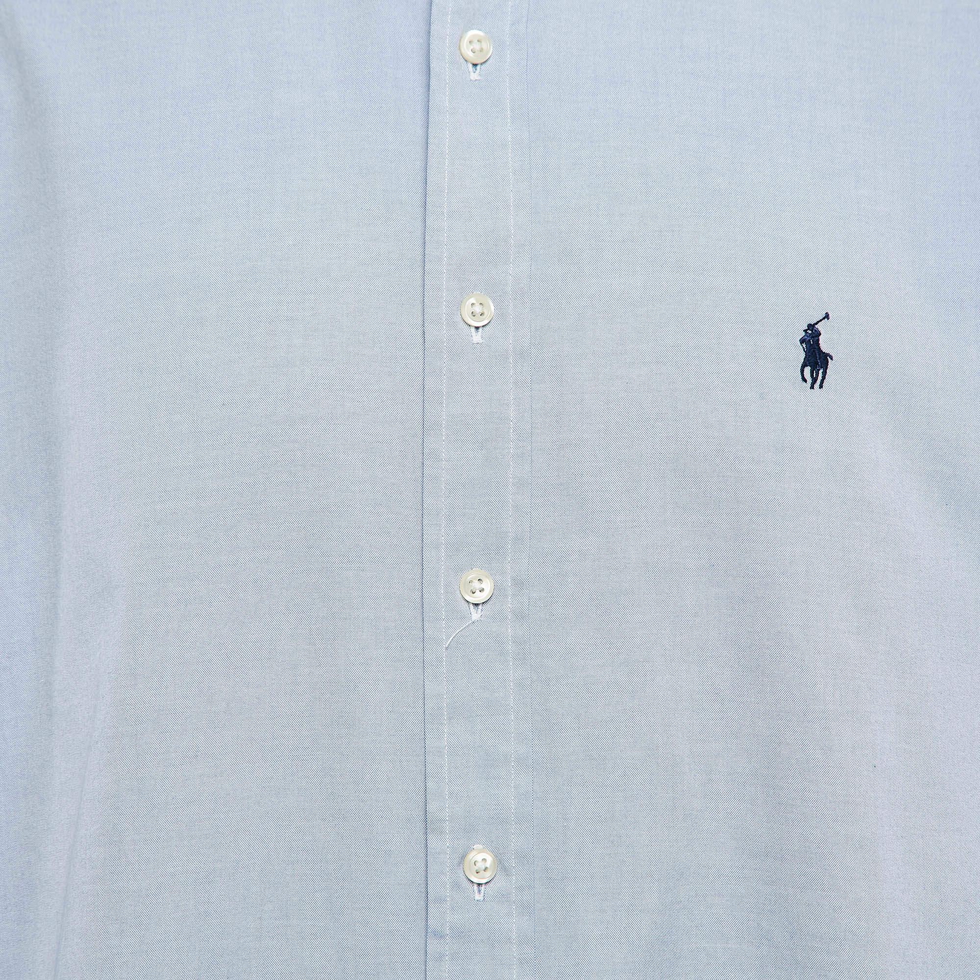 Blu Ralph Lauren - Camicia a maniche lunghe in cotone blu XXXL in vendita