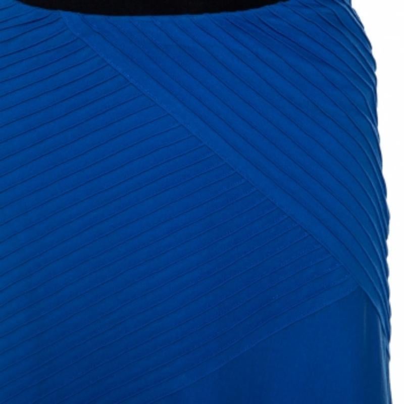 Ralph Lauren Blue Cotton Pintuck Detail Maxi Skirt S im Angebot 1