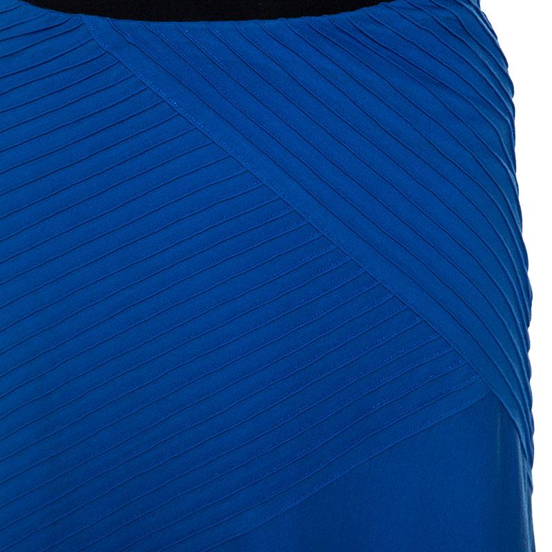 Women's Ralph Lauren Blue Cotton Pintuck Detail Maxi Skirt S For Sale