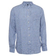 Ralph Lauren Blue Gingham Linen Button Down Shirt M