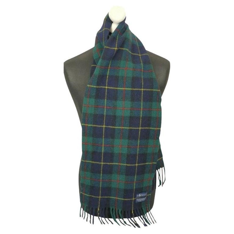 Ralph Lauren Blue Green Navy Plaid Classic Polo 871876 Scarf/Wrap For Sale  at 1stDibs