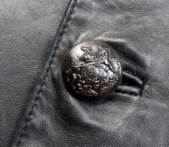 Ralph Lauren Black Leather Military Style Jacket