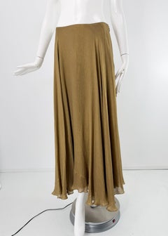 Ralph Lauren Blue Label Burnished Gold Silk Chiffon Bias Cut Maxi Skirt 6