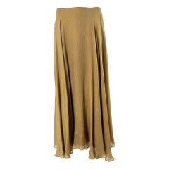 Ralph Lauren Blue Label Burnished Gold Silk Chiffon Bias Cut Maxi Skirt 6