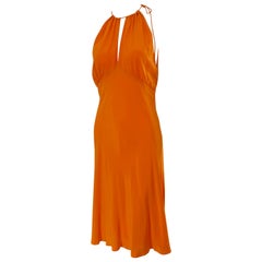 Ralph Lauren Blue Label Orange Silk Halter Neck Bias Cut Dress 6