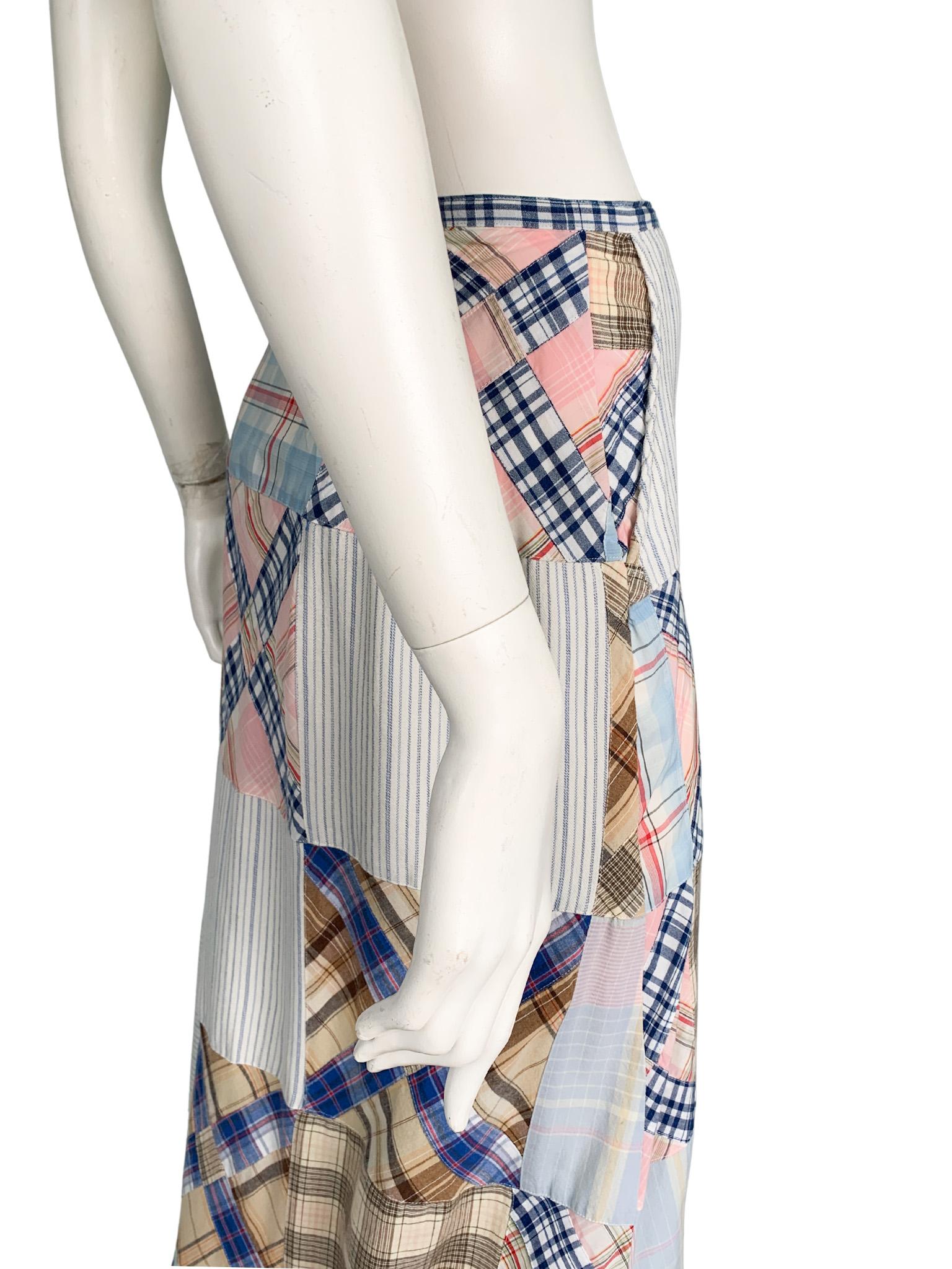 Ralph Lauren Blue Label patchwork printed checkered cotton maxi skirt 3