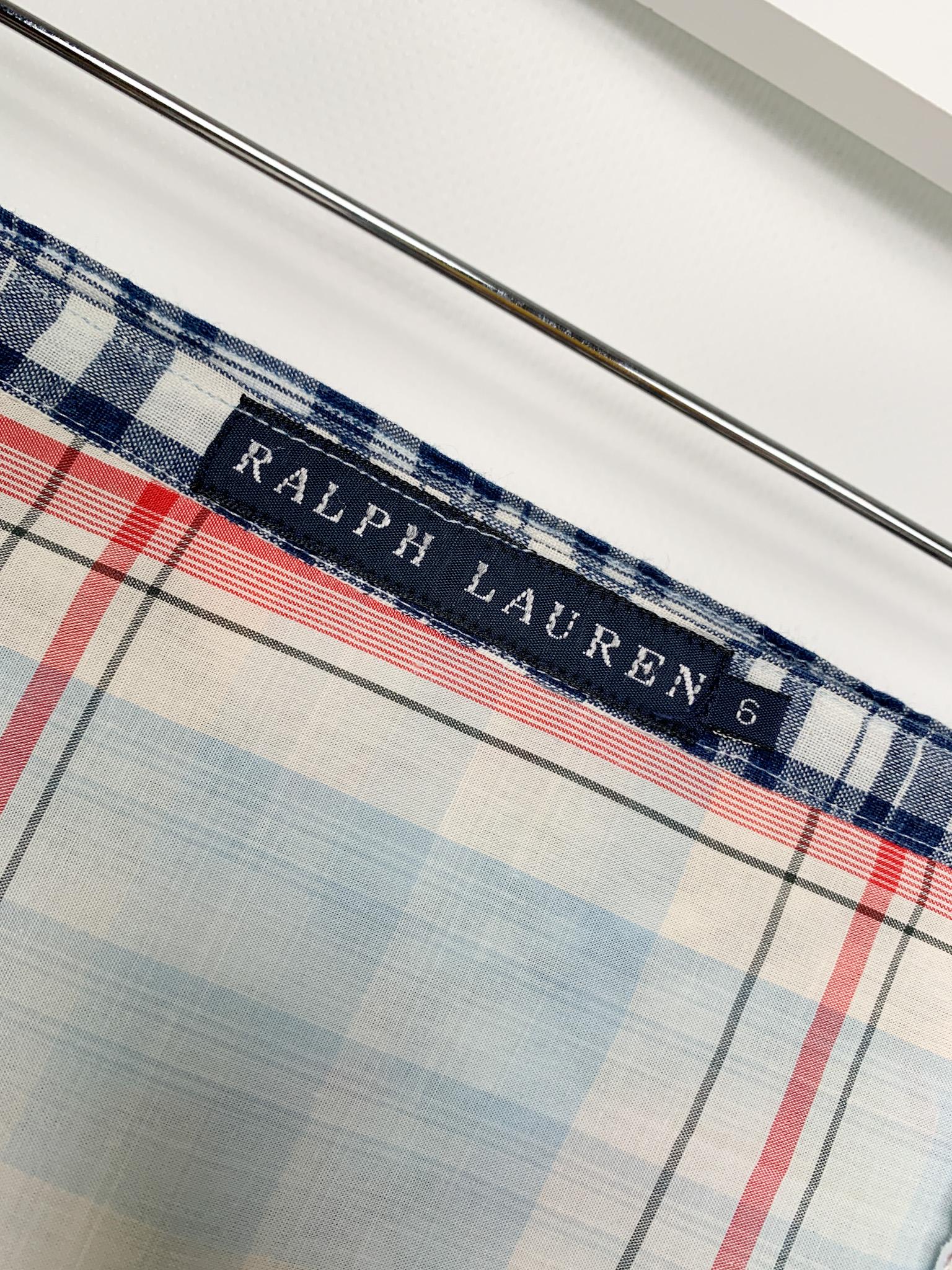 Ralph Lauren Blue Label patchwork printed checkered cotton maxi skirt 5