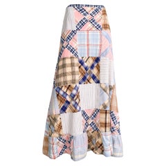 Vintage Ralph Lauren Blue Label patchwork printed checkered cotton maxi skirt