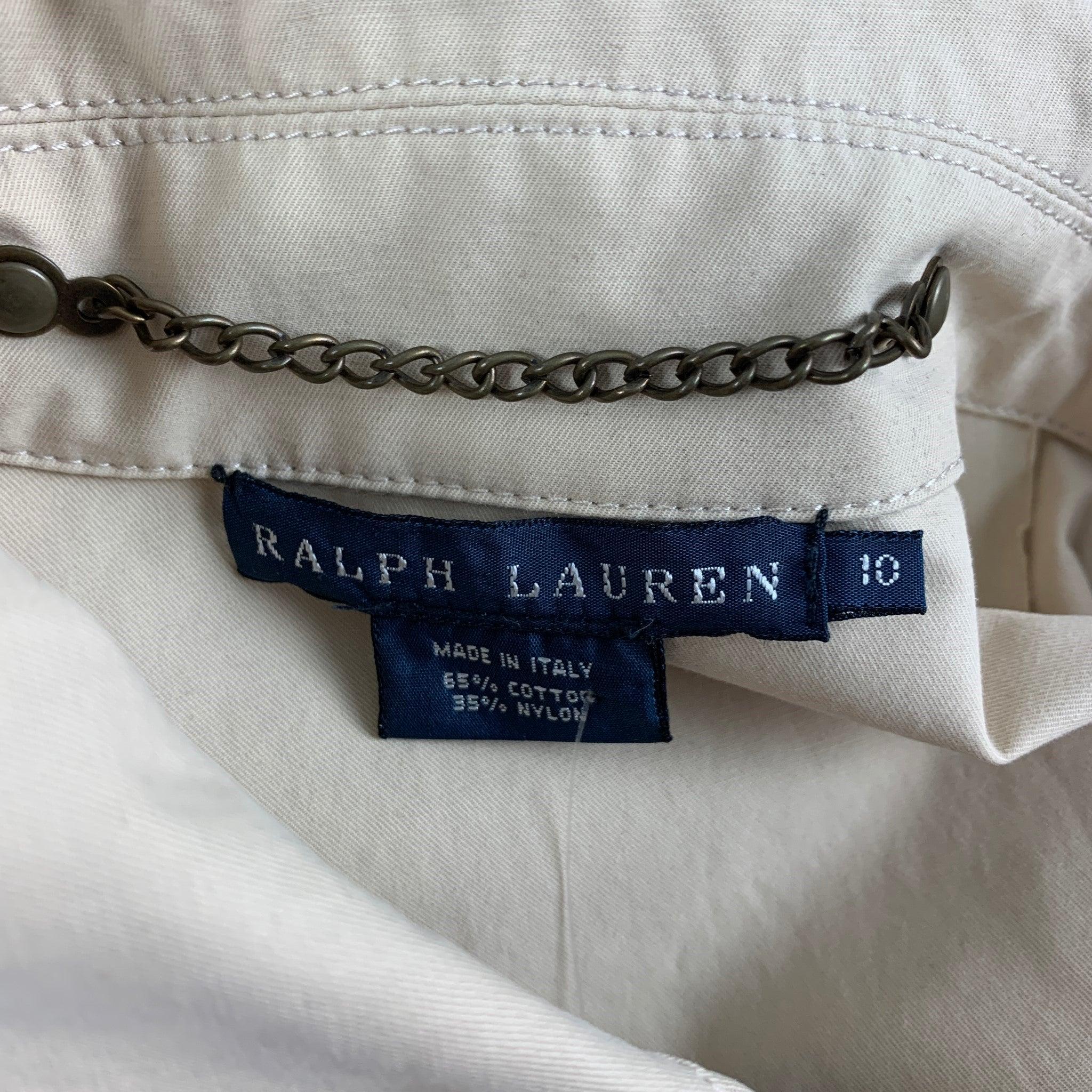 RALPH LAUREN Blue Label Size 10 Beige Cotton Nylon Coat 1