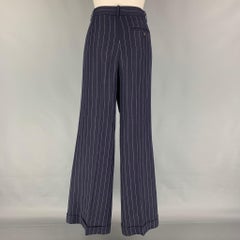 RALPH LAUREN Blue Label Size 10 Navy White Linen Blend Wide Leg Dress