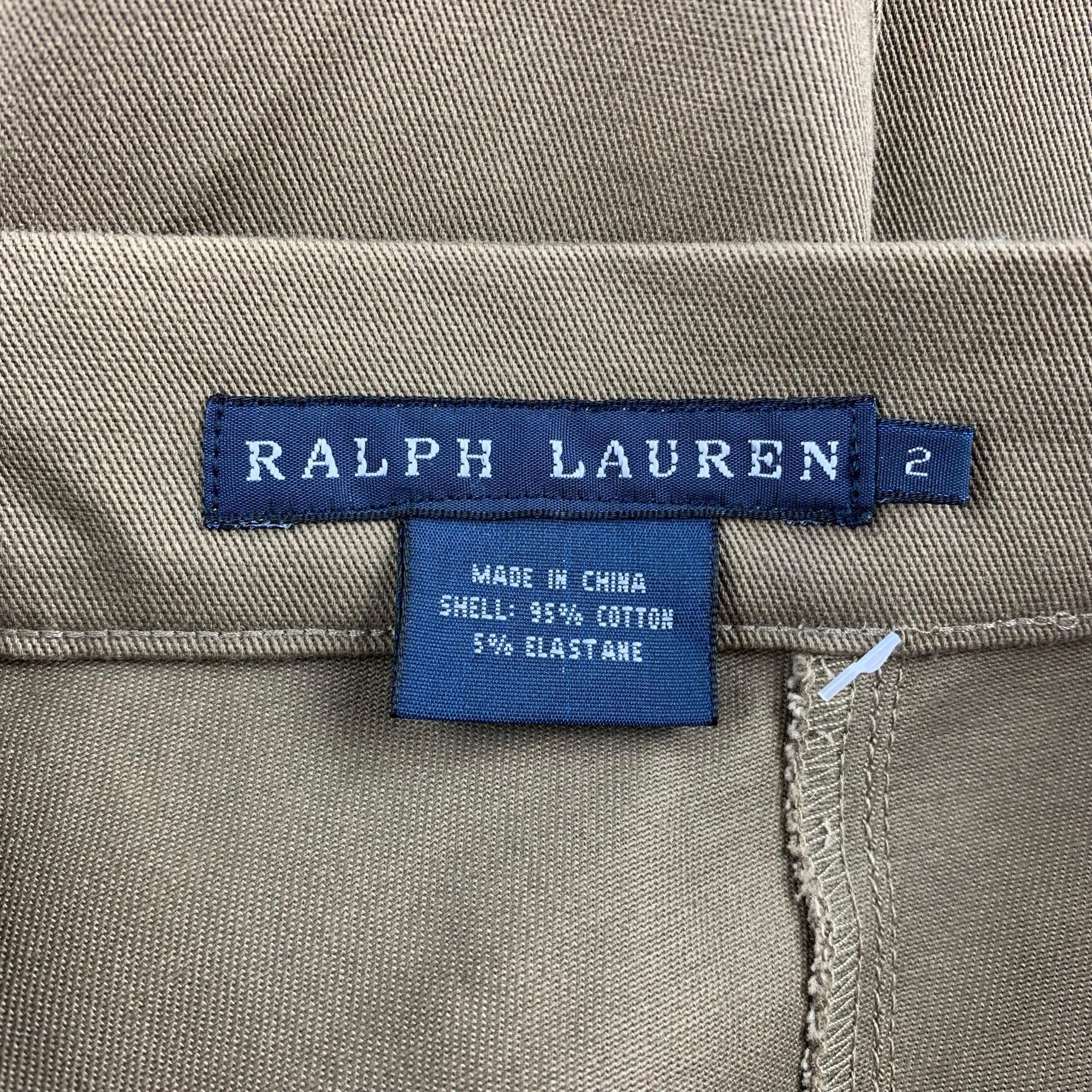 Women's RALPH LAUREN Blue Label Size 2 Khaki Twill Cotton Leggings For Sale