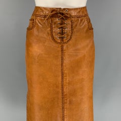 RALPH LAUREN Blue Label Size 6 Tan Leather Western Skirt