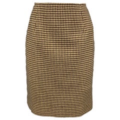 RALPH LAUREN Blue Label Size 8 Brown & Beige Houndstooth Wool Pencil Skirt