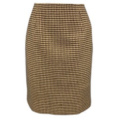 RALPH LAUREN Blue Label Size 8 Brown & Beige Houndstooth Wool Pencil Skirt