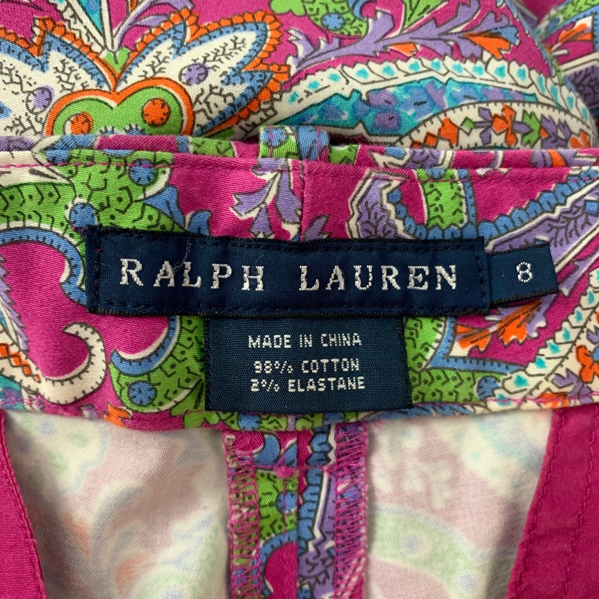Men's RALPH LAUREN Blue Label Size 8 Pink Multi-Color Cotton Casual Pants For Sale