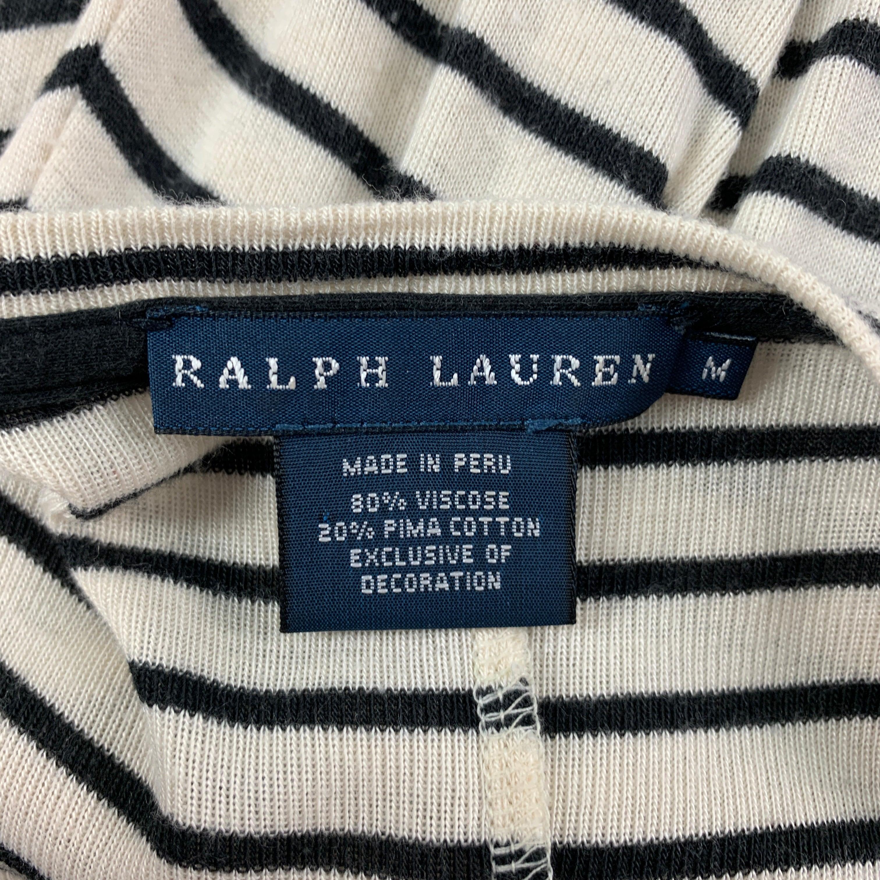 RALPH LAUREN Blue Label Size M Black Viscose Cotton Stripe Sleeveless Long Dress 2