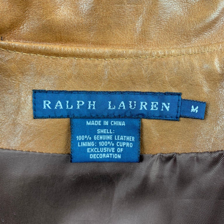 RALPH LAUREN Blue Label Size M Camel Embossed Leather Western Vest at ...