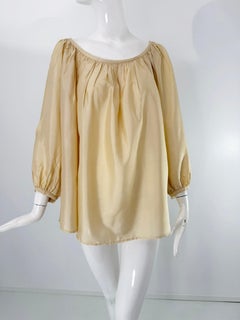 Ralph Lauren Blue Label Women's Champagne Silk Bohemian Peasant Blouse M