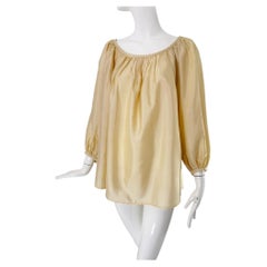 Ralph Lauren Blue Label Women's Champagne Silk Bohemian Peasant Blouse M