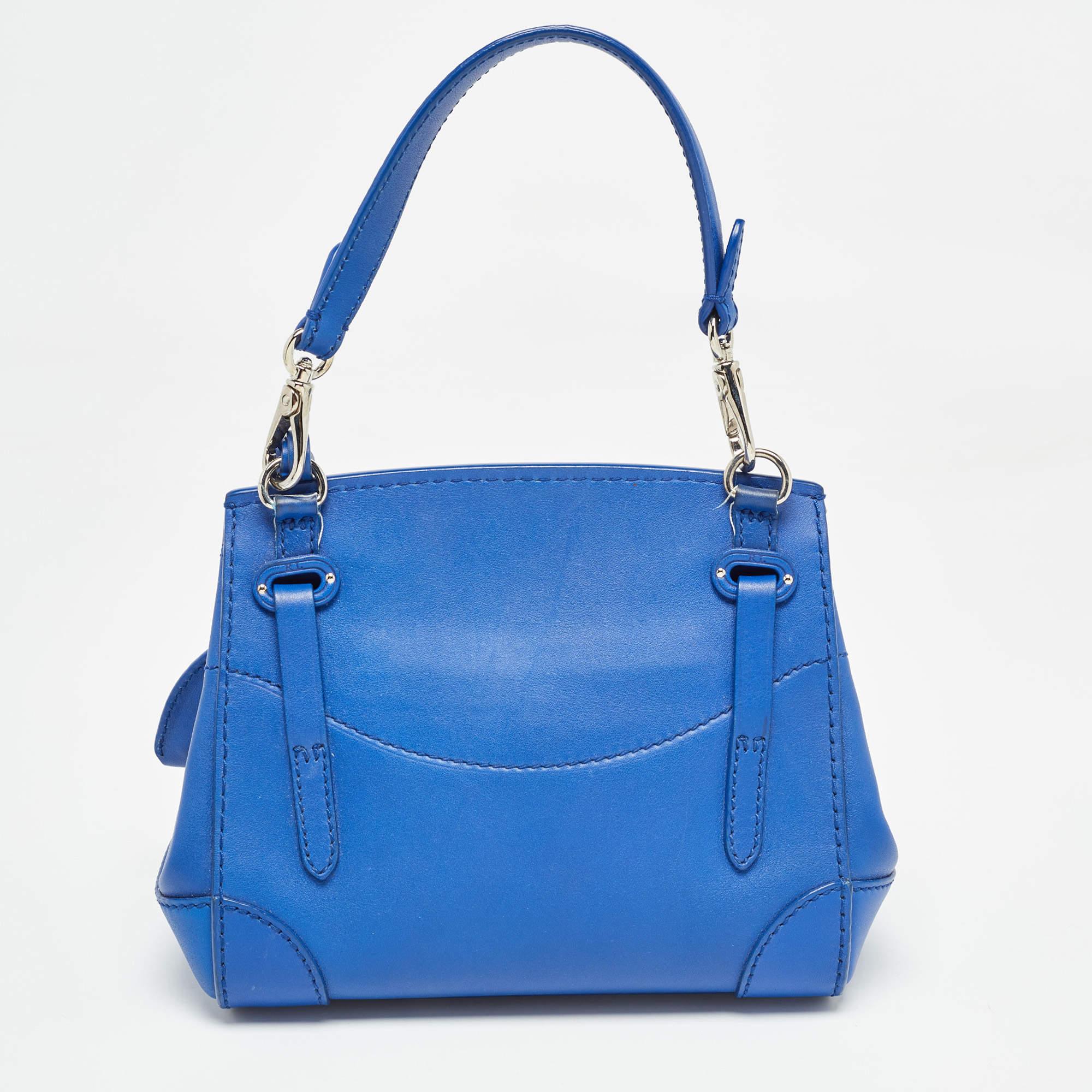 Women's Ralph Lauren Blue Leather Mini Ricky Tote
