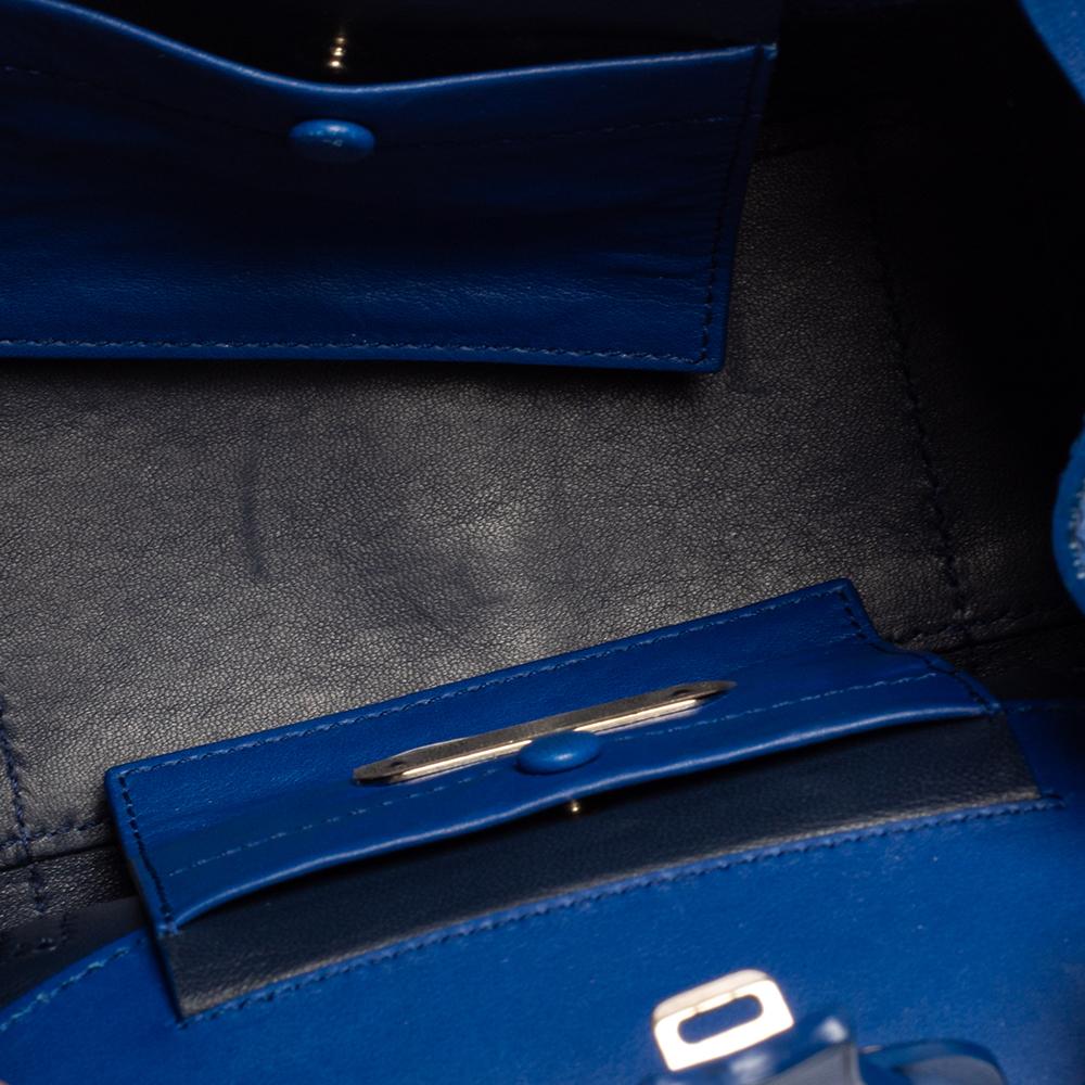 Ralph Lauren Blue Leather Soft Ricky 18 Top Handle Bag 3