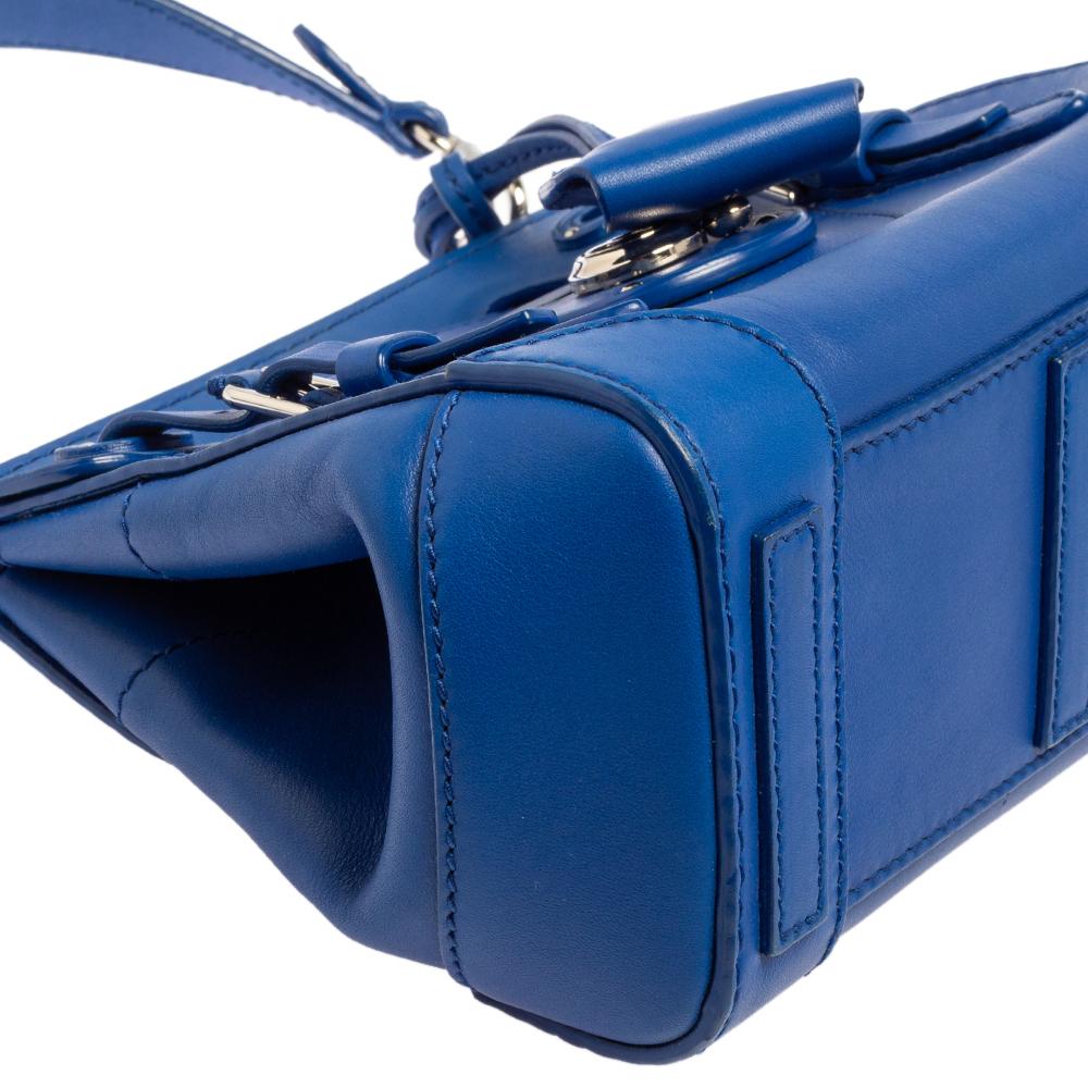Ralph Lauren Blue Leather Soft Ricky 18 Top Handle Bag 5