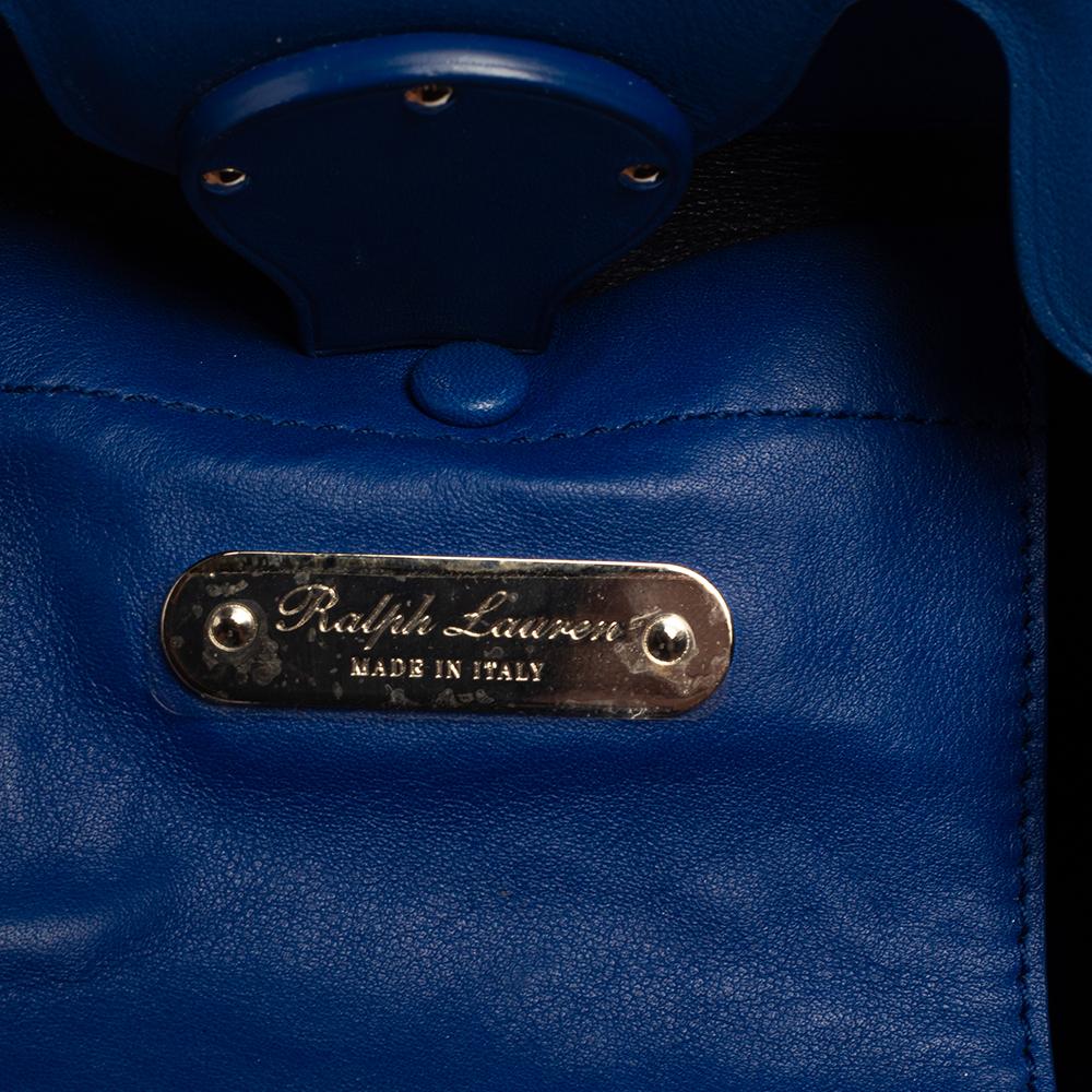 Ralph Lauren Blue Leather Soft Ricky 18 Top Handle Bag 7