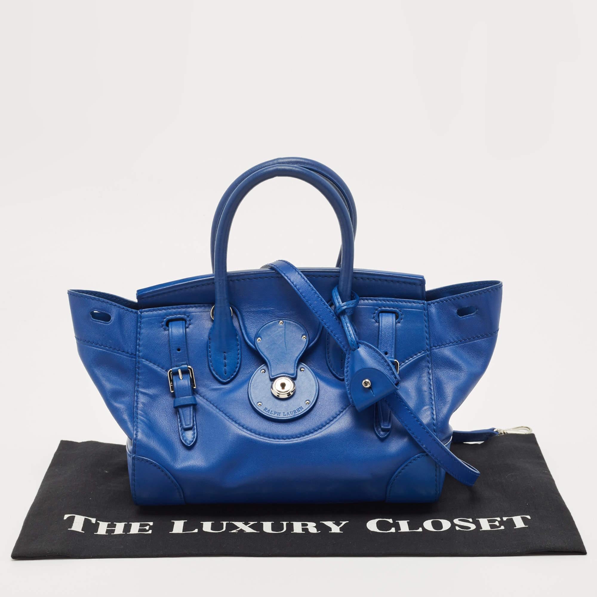 Ralph Lauren Blue Leather Soft Ricky Tote 7