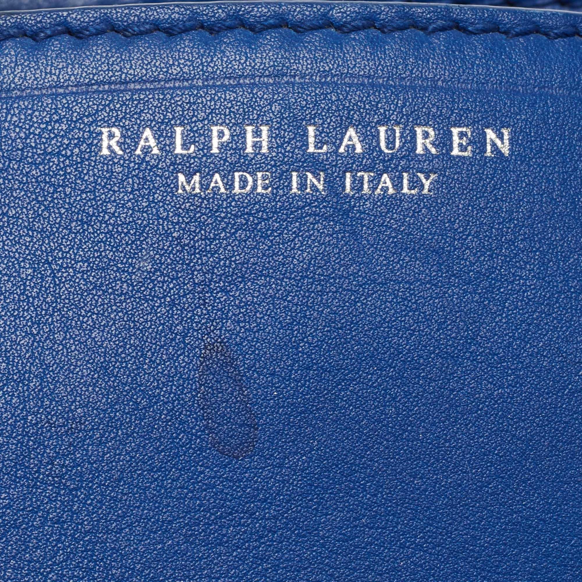 Ralph Lauren Blue Leather Soft Ricky Tote 12
