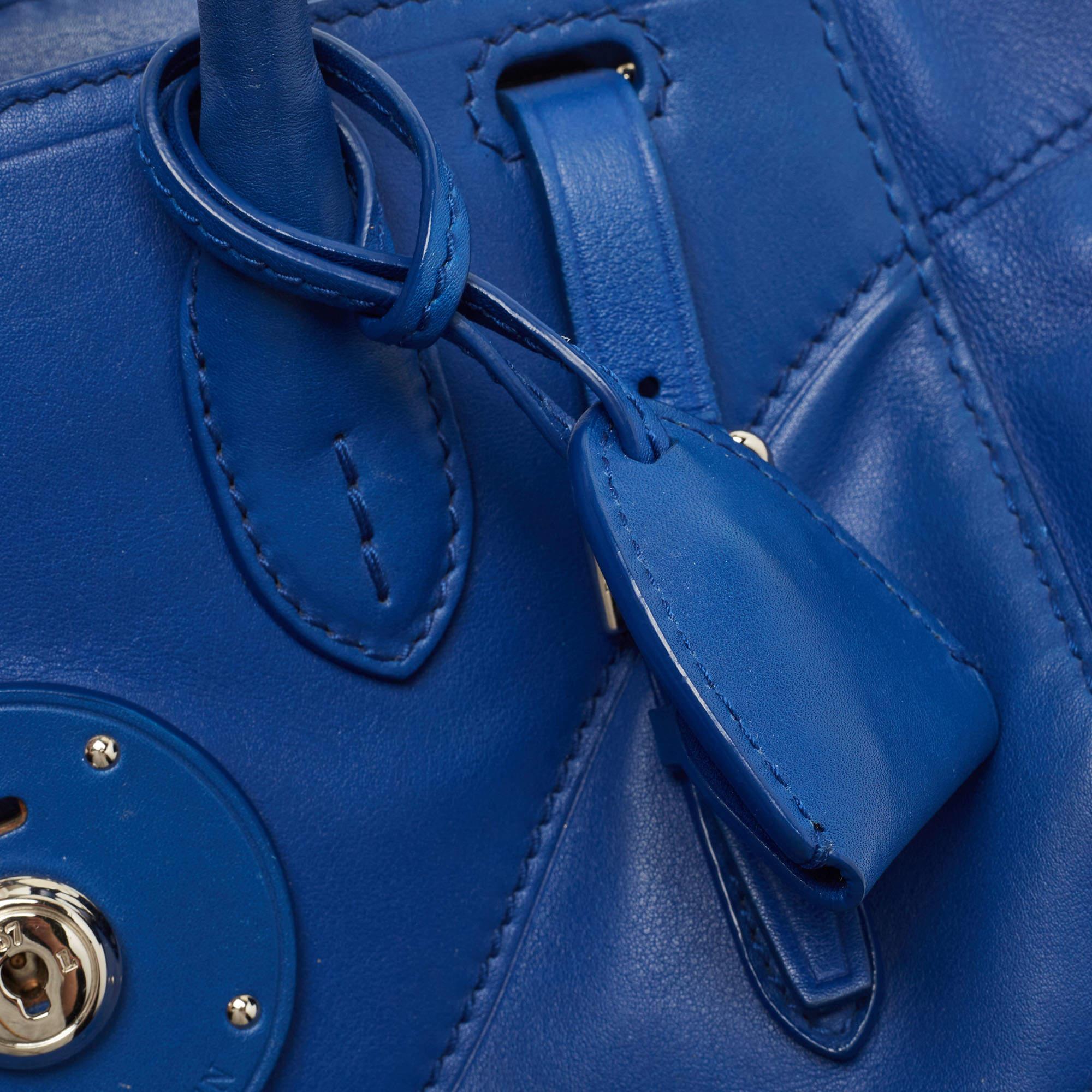 Ralph Lauren Blue Leather Soft Ricky Tote In Good Condition In Dubai, Al Qouz 2