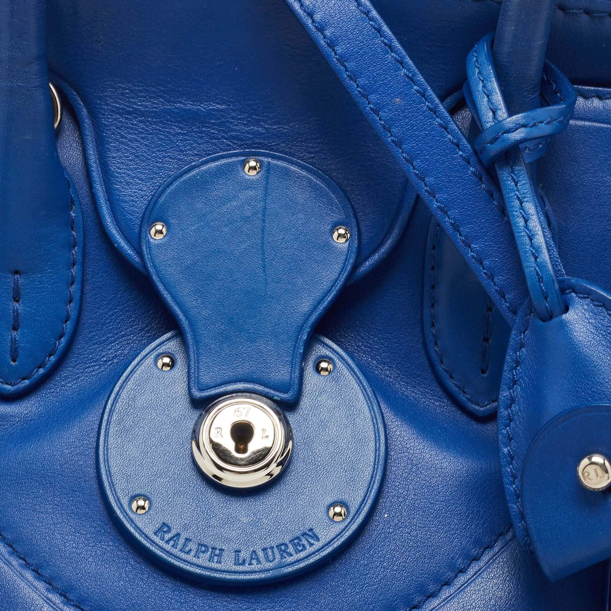 Women's Ralph Lauren Blue Leather Soft Ricky Tote