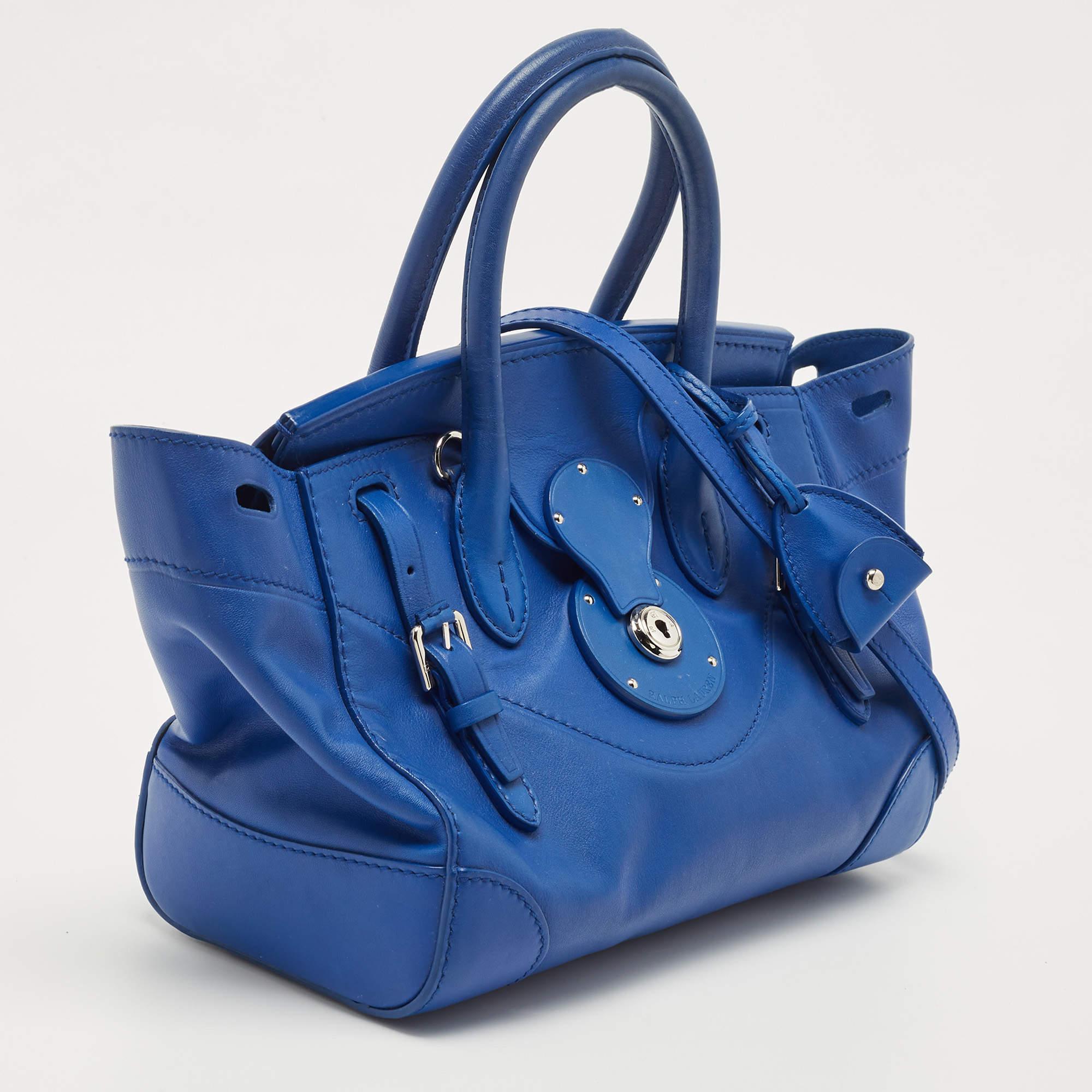 Ralph Lauren Blue Leather Soft Ricky Tote 2