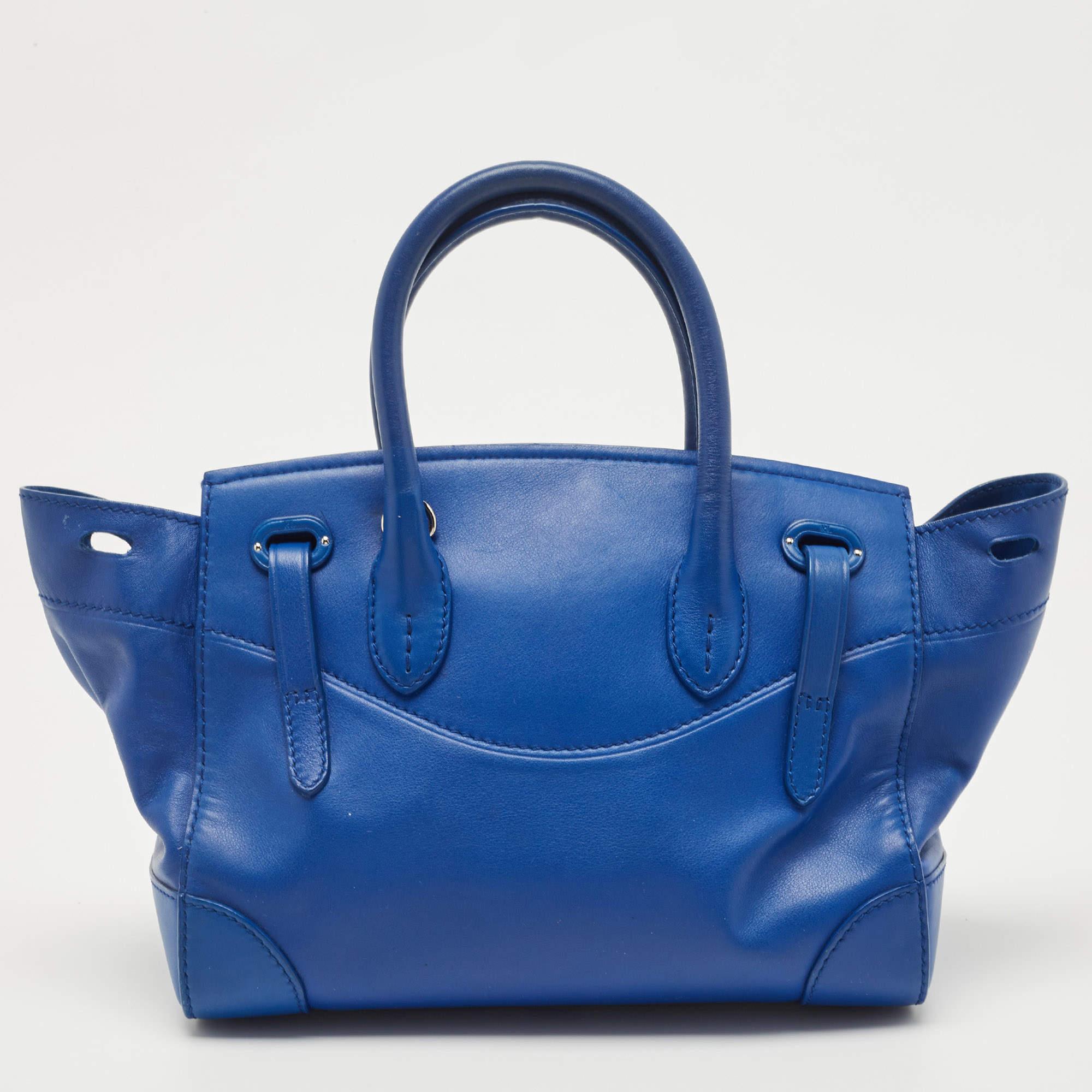 Ralph Lauren Blue Leather Soft Ricky Tote 3