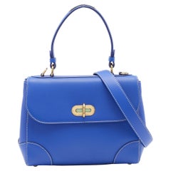 Ralph Lauren Blue Leather Tiffin Top Handle Bag