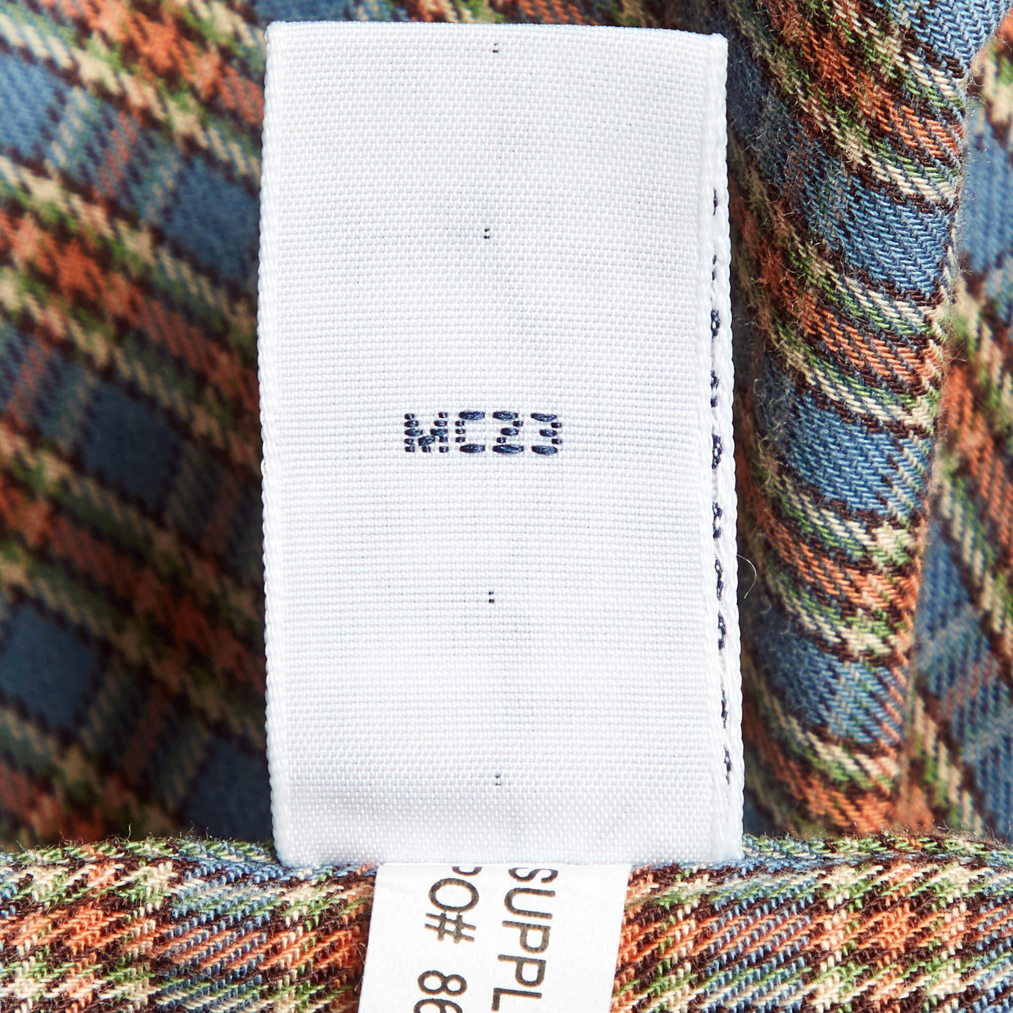 Ralph Lauren Blue/Orange Checked Cotton Button Down Shirt M For Sale 1